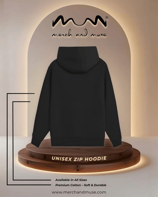 Premium Black Unisex Zip-Up Hoodie | 400 GSM Heavyweight Cotton Fleece