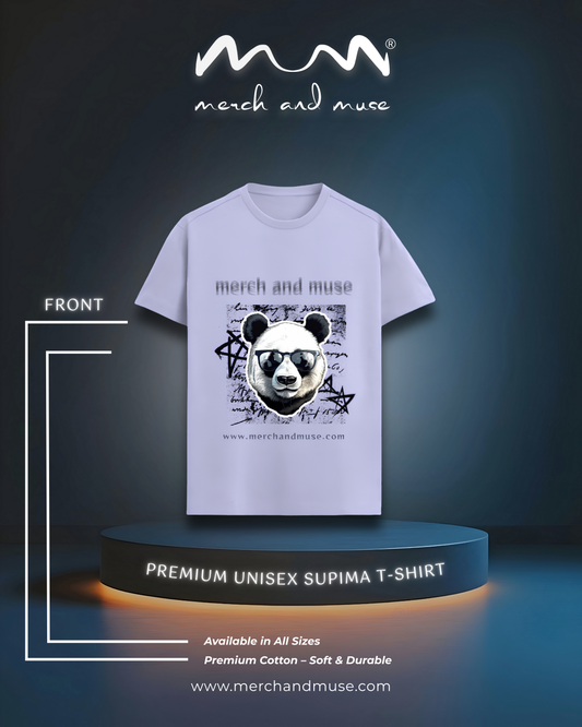 Classic Panda Premium Unisex T-Shirt | White, Lavender & Beige