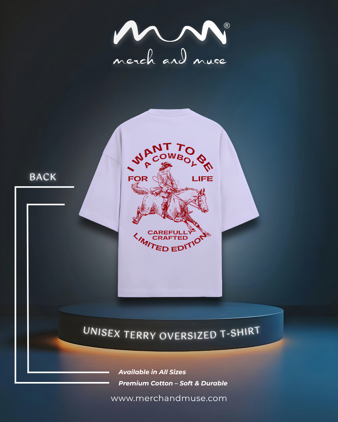 "I Want To Be A Cowboy" Premium Unisex Terry Oversized T-Shirt | Trendy Drop-Shoulder Streetwear