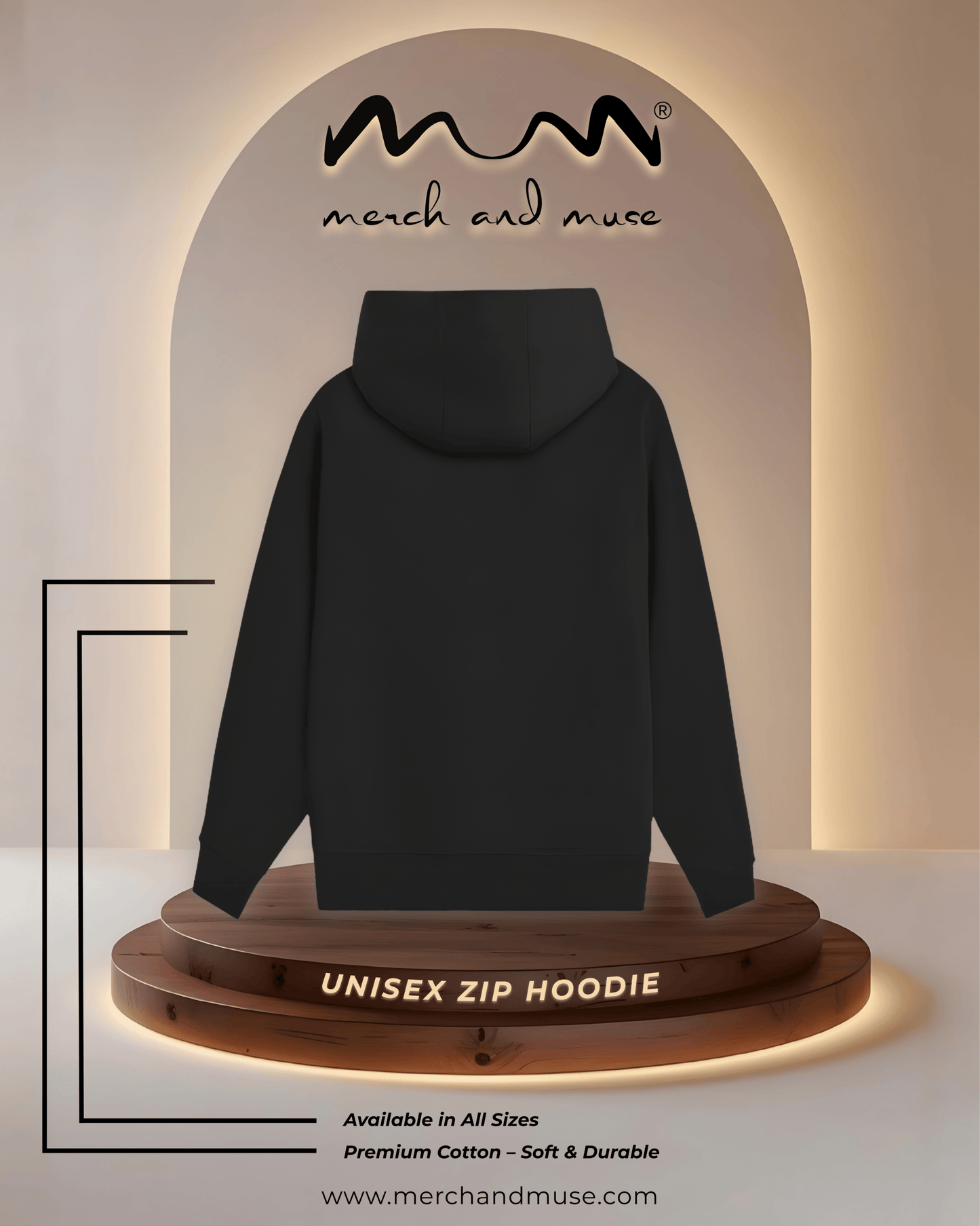 Premium Black Unisex Zip-Up Hoodie | 400 GSM Heavyweight Cotton Fleece