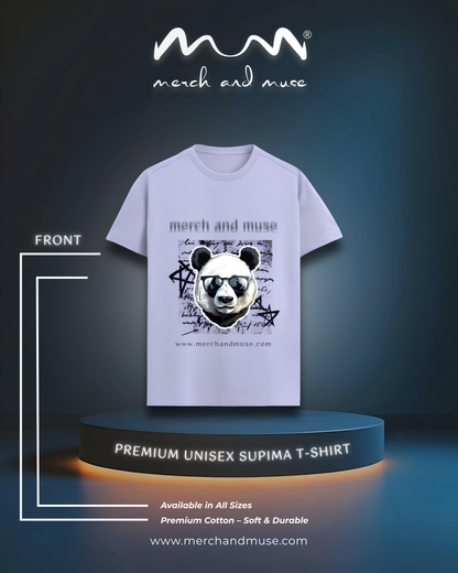 Classic Panda Premium Unisex T-Shirt |  White, Lavender & Beige