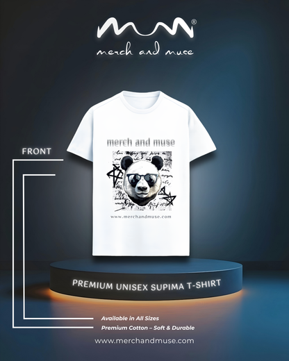 Classic Panda Premium Unisex T-Shirt |  White, Lavender & Beige
