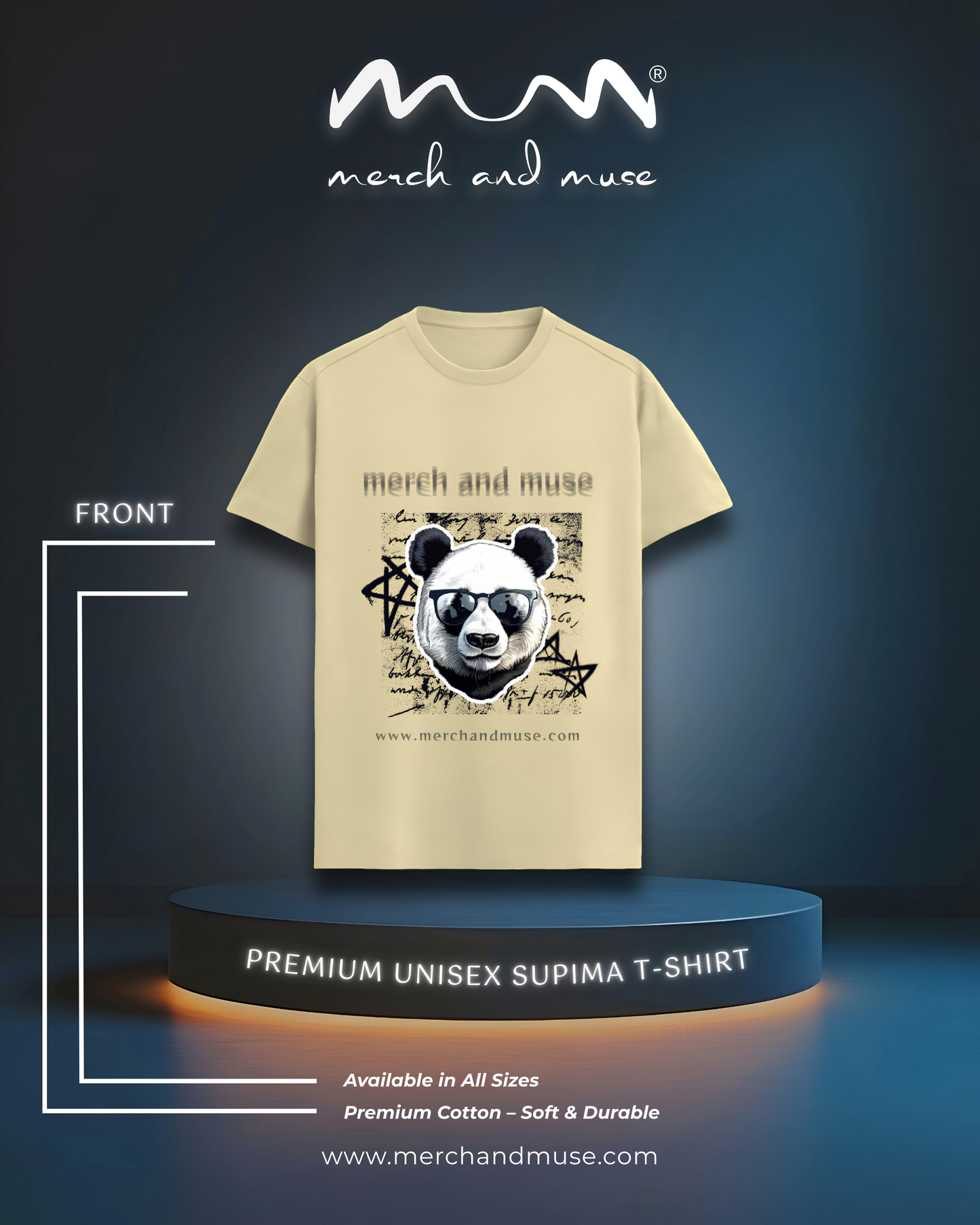 Classic Panda Premium Unisex T-Shirt |  White, Lavender & Beige