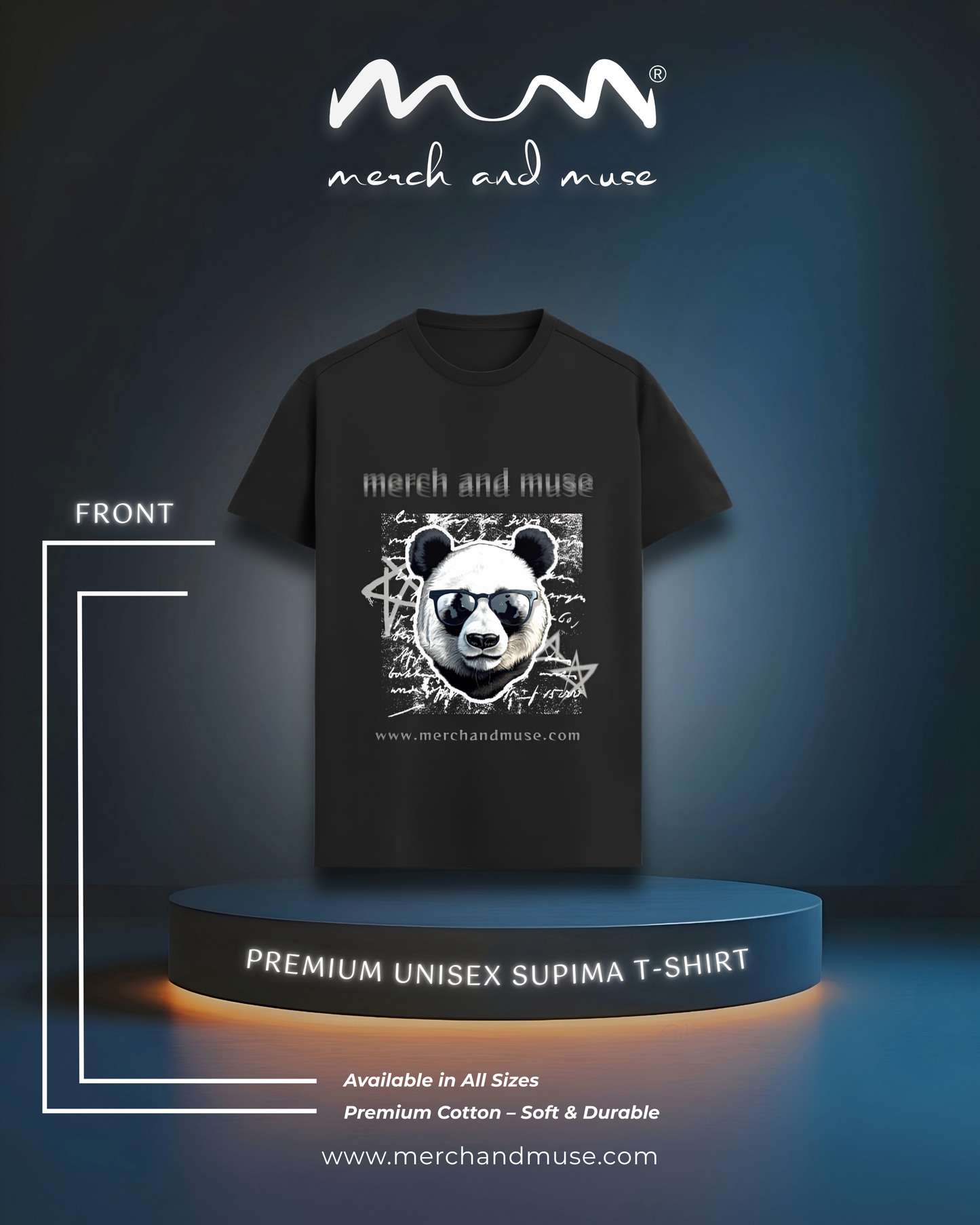 Classic Panda Premium Unisex Cotton T-Shirt | Black, Nevy Blue & Maroon