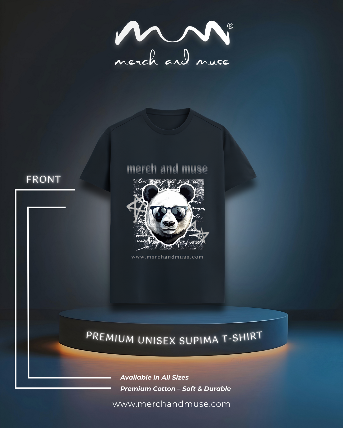 Classic Panda Premium Unisex Cotton T-Shirt | Black, Nevy Blue & Maroon