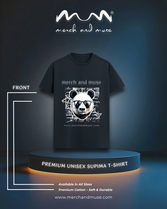 Classic Panda Premium Unisex Cotton T-Shirt | Black, Nevy Blue & Maroon
