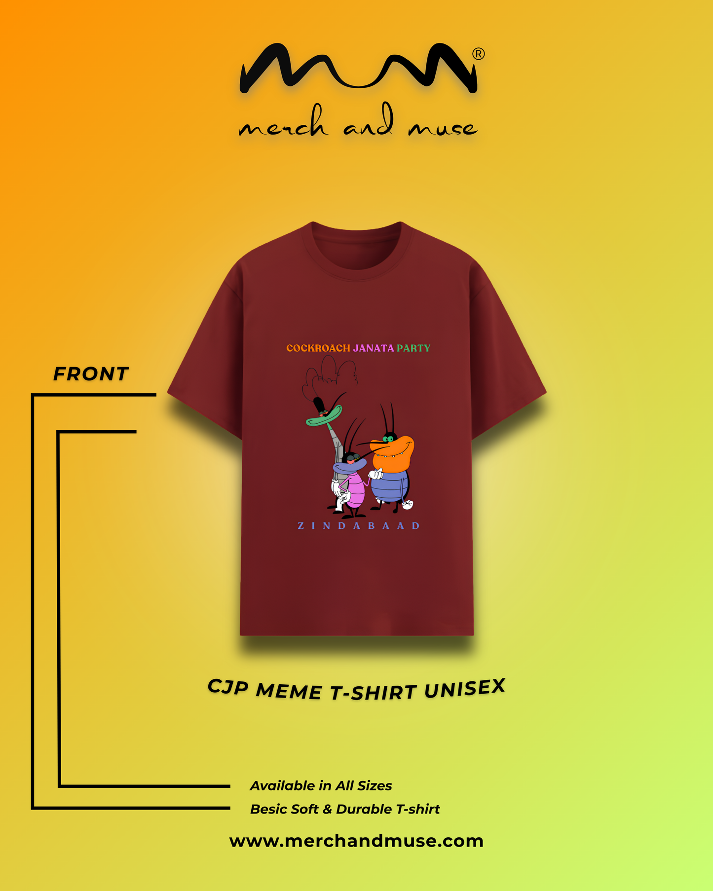Cockroach Janata Party Meme T-Shirt for Men & Women | Merch And Muse