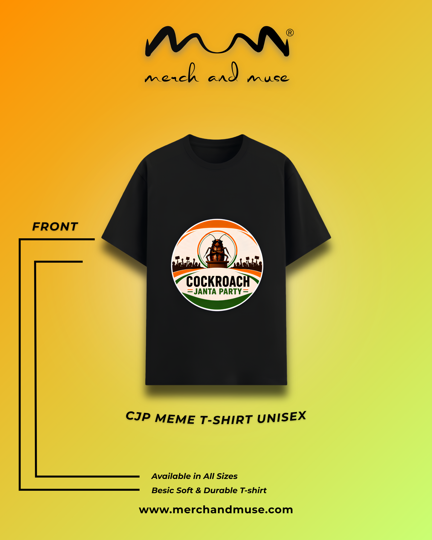 Cockroach Janata Party Unisex T-Shirt - Quirky Graphic Tee