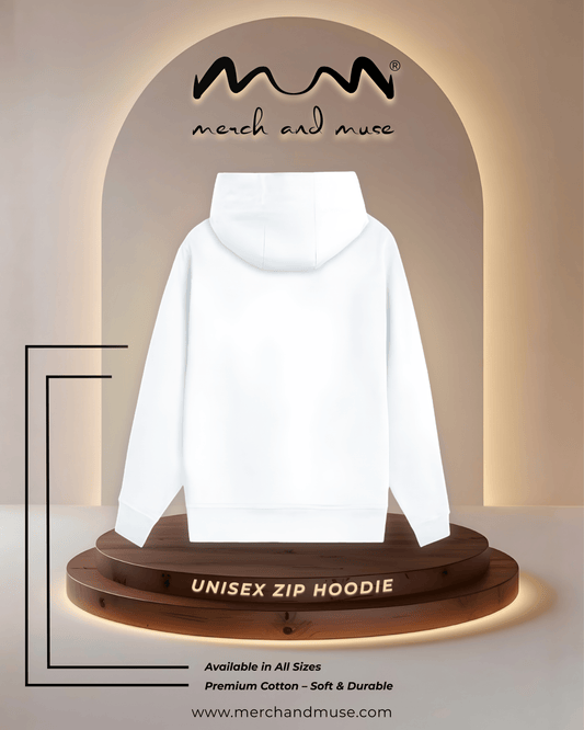 Premium White Unisex Zip Hoodie | 400 GSM Heavyweight Cotton Fleece